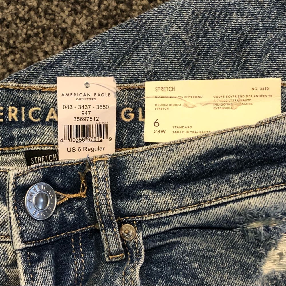 American Eagle Stretch Highest Waist '90s Boyfriend Jean Size 6 Regular NWT - Picture 5 of 8
